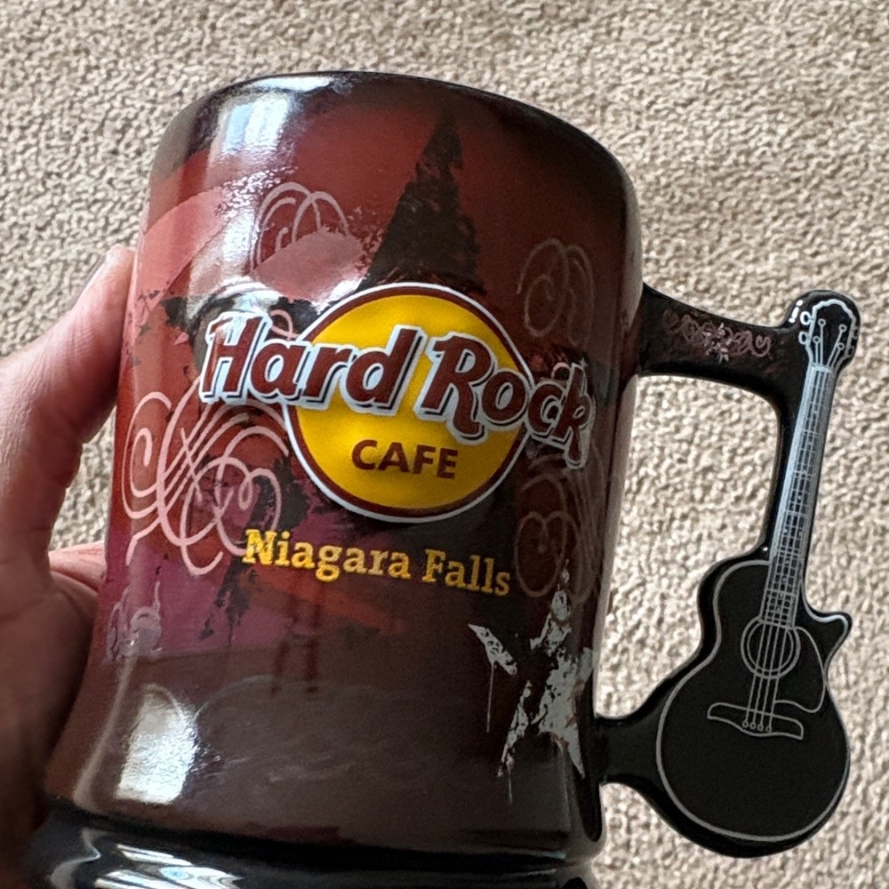 Hard Rock Cafe Burgundy and Black Guitar Mug
